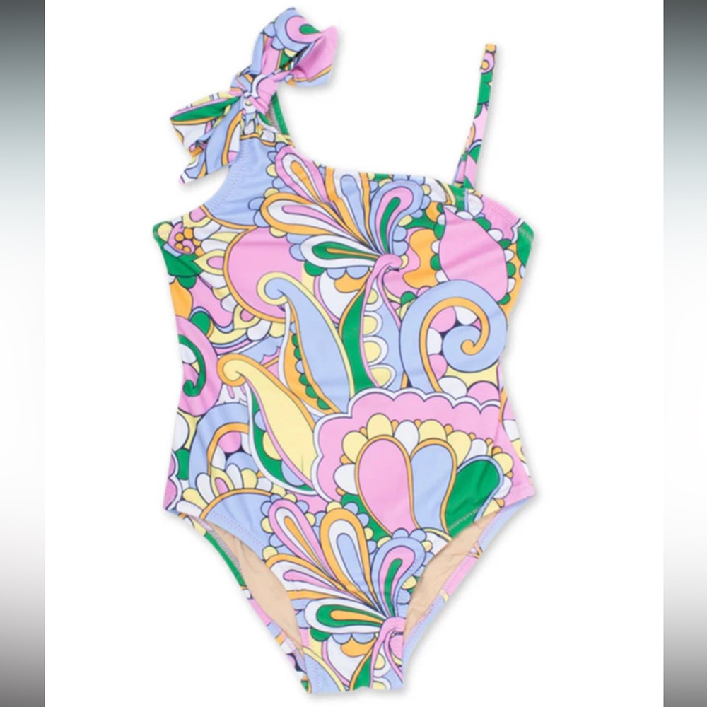Shade Critters One Piece One Shoulder Swimsuit in Periwinkle Swirl.sz 10